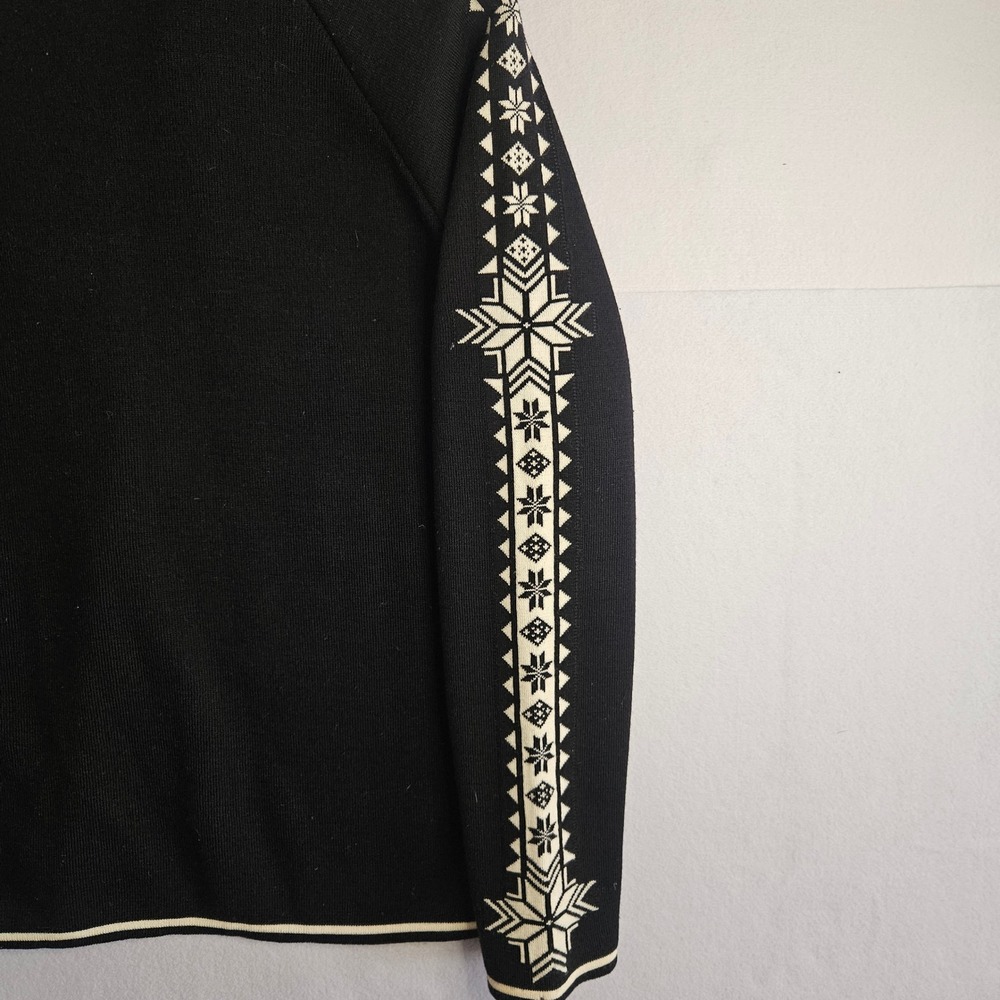 Dale of Norway Wool Quarter Zip Sweater Black Cream Snowflake Nordic Mens Large - Picture 12 of 13